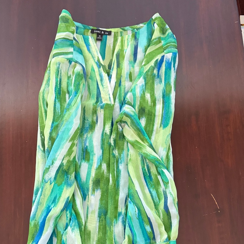 Colorful Green and Blue Blouse